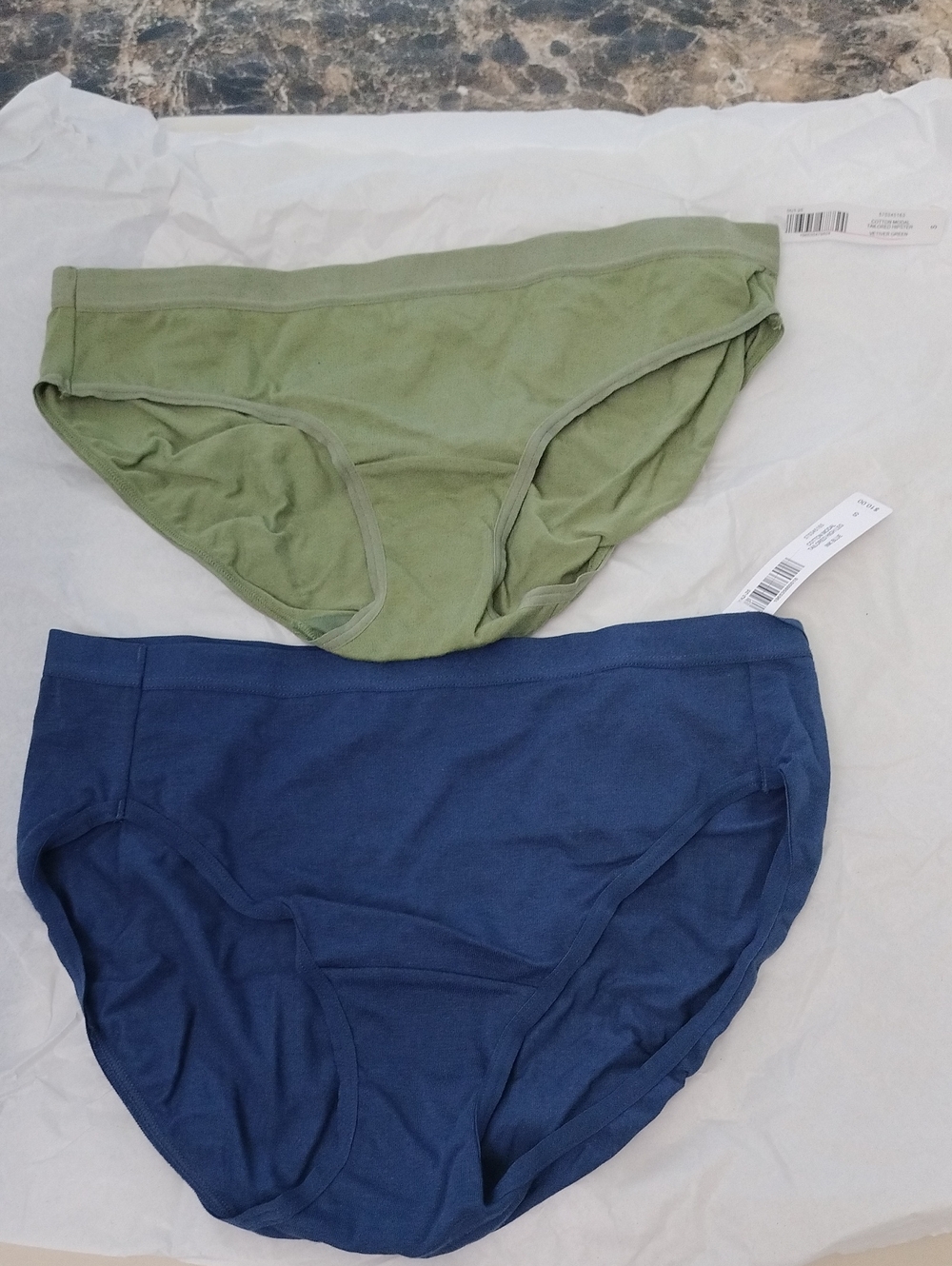 Two-Pack Women’s Bikini Briefs in Olive Green and Navy